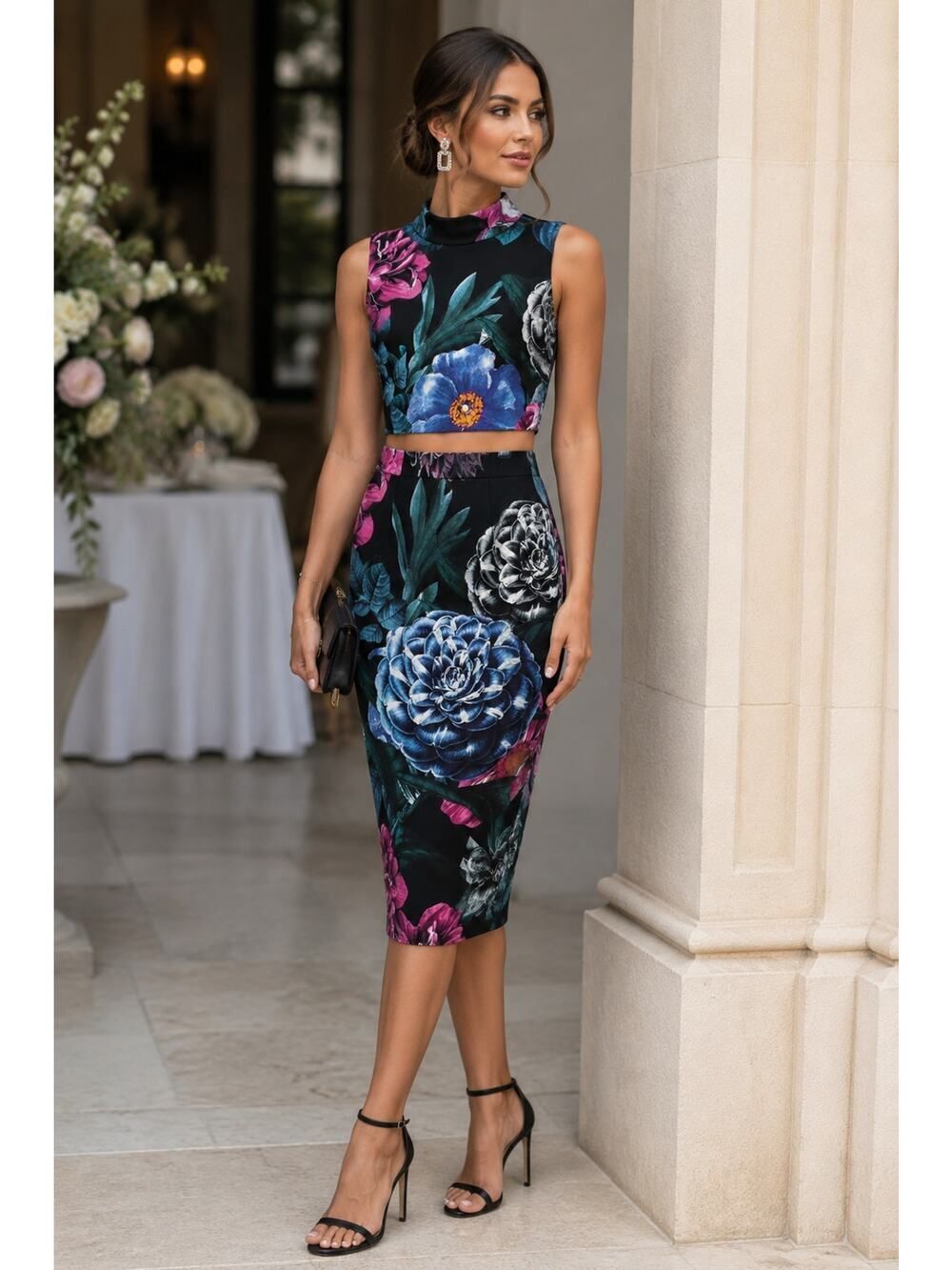 Keepsake Floral Crop Top & Pencil Skirt Matching Set Small / XS